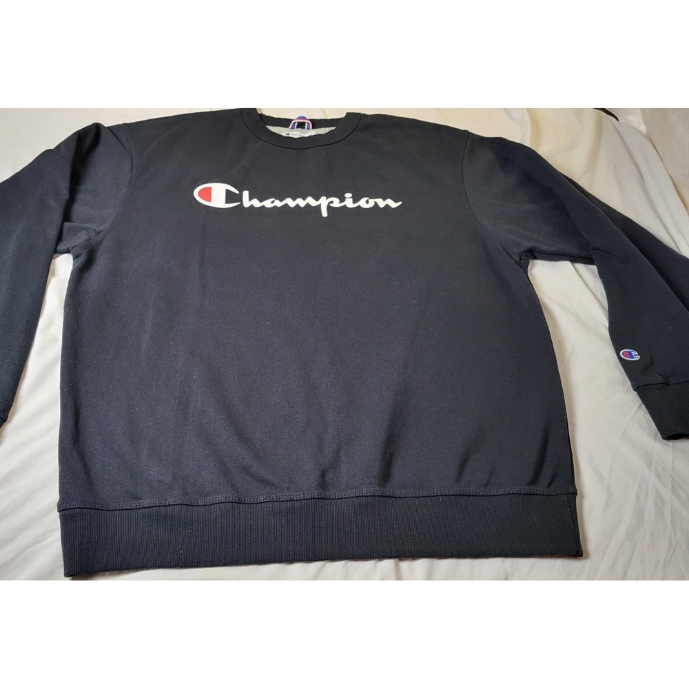 Champion Sweatshirt Mens XL Sweatshirt Pullover Crew Neck Black 90s y2k Gym XL